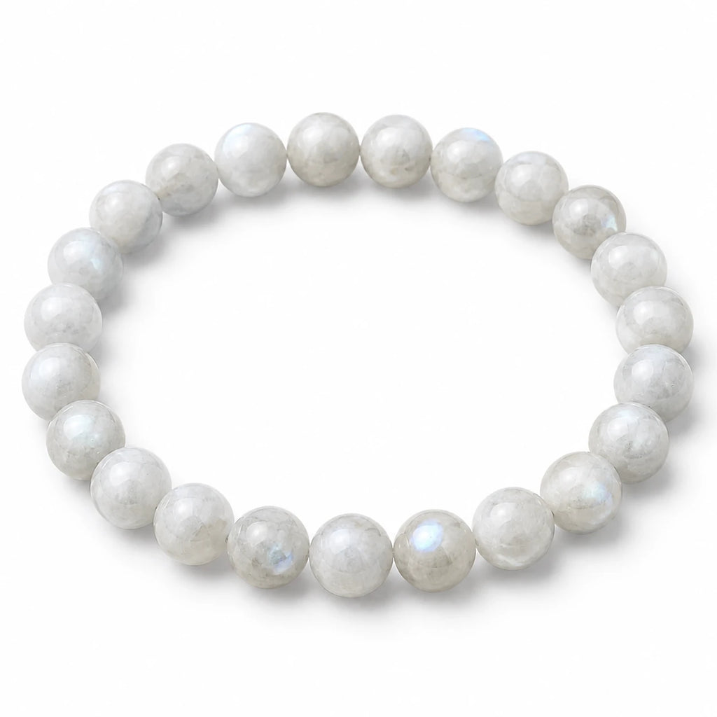 Aurora Flash pale labradorite bracelet on a pure white background