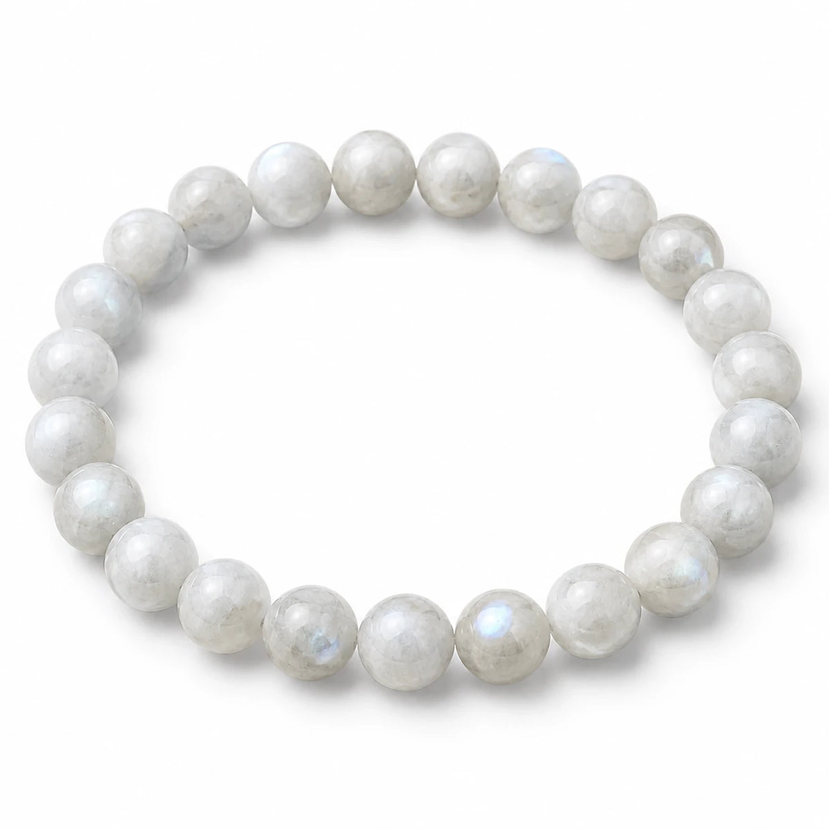 Aurora Flash pale labradorite bracelet on a pure white background