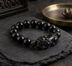 Carved Obsidian Pixiu Bracelet