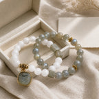 Harmony Duo Labradorite & White Jade Bracelet Set