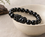 Carved Obsidian Pixiu Bracelet