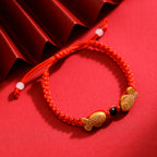Lucky Red String Bracelet with Twin Fish Charm