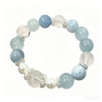 Handmade Aquamarine and Quartz Beaded Bracelet.