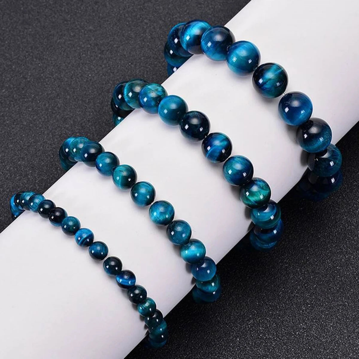 Mariv Stones Blue Tiger Eye Bracelets in Multiple Bead Sizes for Personalized Fit, Layered Styling and Everyday Wear.