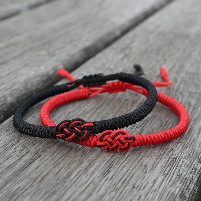 Red and Black Couple String Bracelet Set