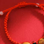 Lucky Red String Bracelet with Twin Fish Charm