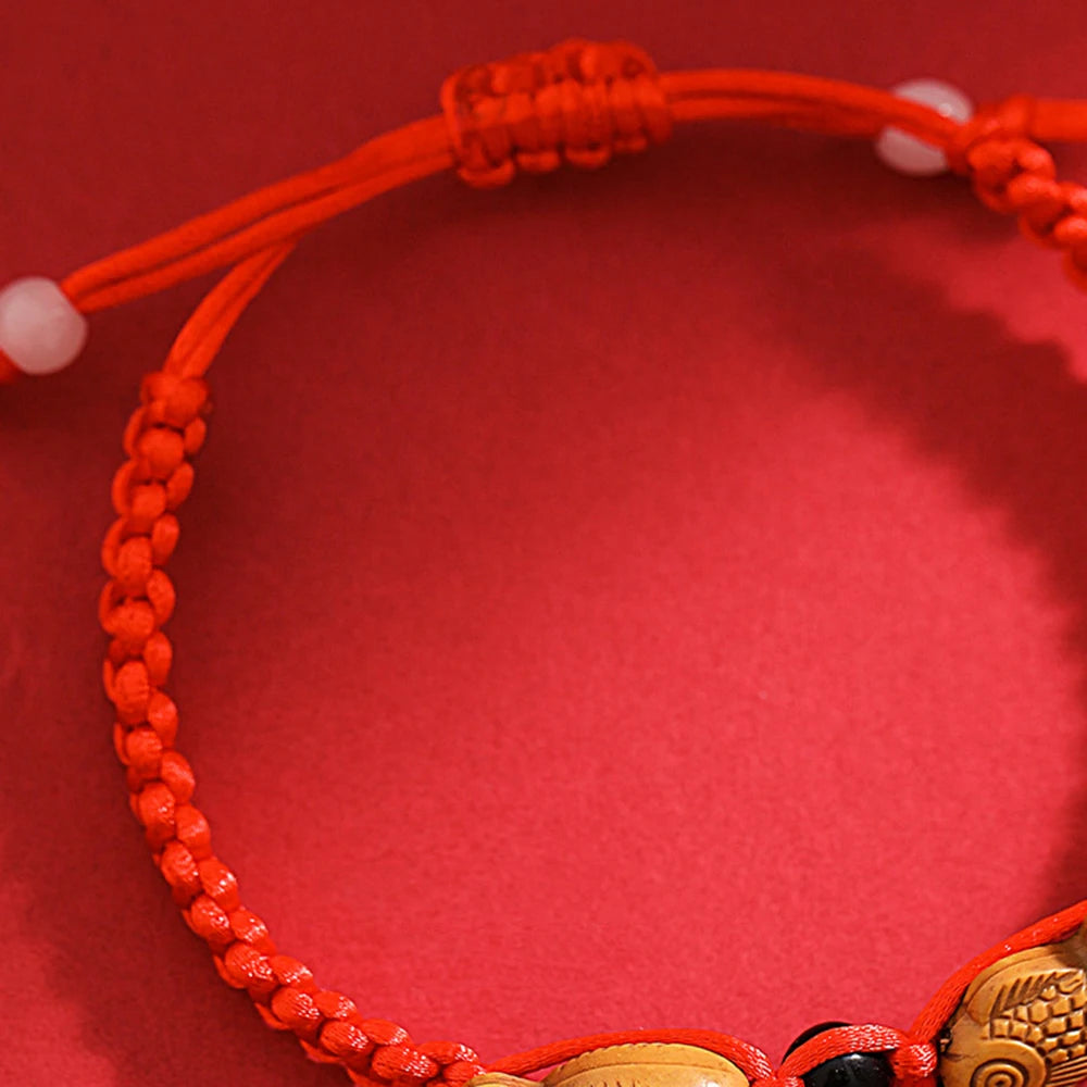 Lucky Red String Bracelet with Twin Fish Charm