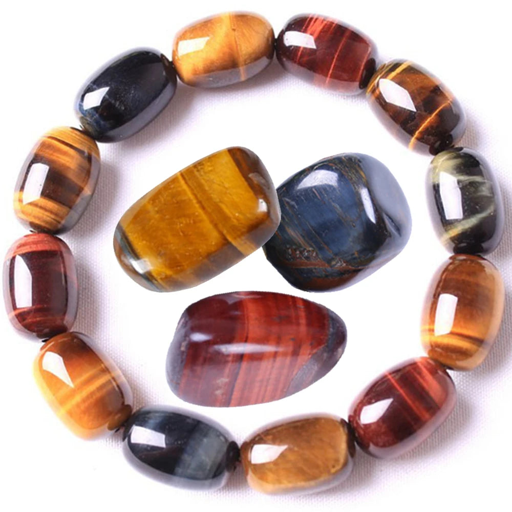 Unique energy healing tiger eye jewelry featuring mixed colored stone beads.
