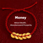 Feng Shui Red String Bracelet with Lucky Copper Coin
