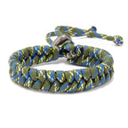 Green blue handwoven paracord survival bracelet for outdoor adventures and travel