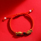 Lucky Red String Bracelet with Twin Fish Charm