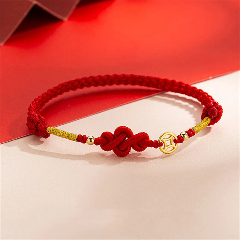 Feng Shui Red String Bracelet with Lucky Copper Coin
