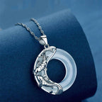 Moonstone koi fish pendant necklace in sterling silver by Mariv Stones.