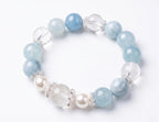 Moonstone Aquamarine Crystal Bracelet on White Background.