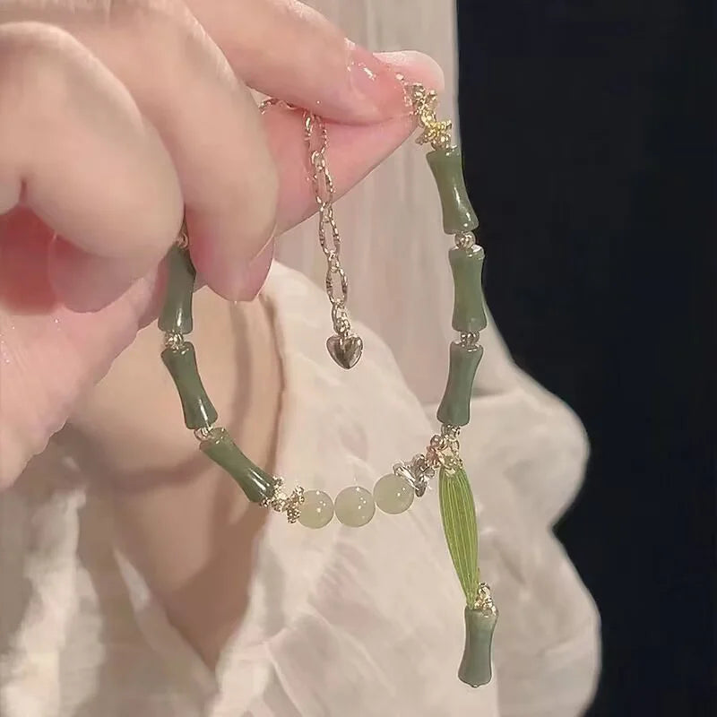 Oriental Bamboo Glass Bead Bracelet