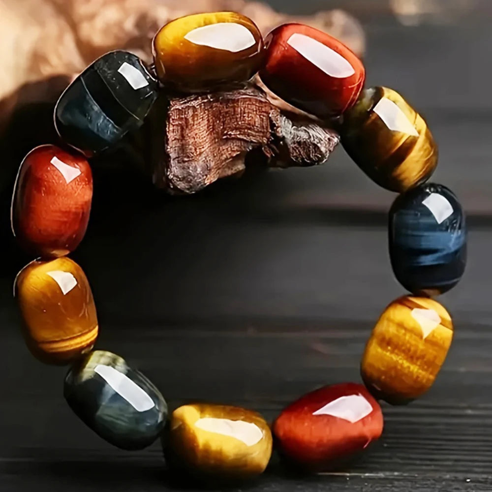 High-quality polished tiger eye barrel bead bracelet for daily mindfulness.