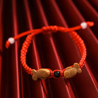 Lucky Red String Bracelet with Twin Fish Charm