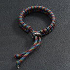 Colorful braided paracord bracelet featuring durable handwoven rope design